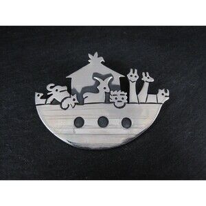 Vintage Noahs Ark Brooch Pendant Mexican Sterling Silver